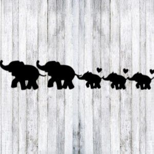 Family of 5 - Elephants Car Window Decals